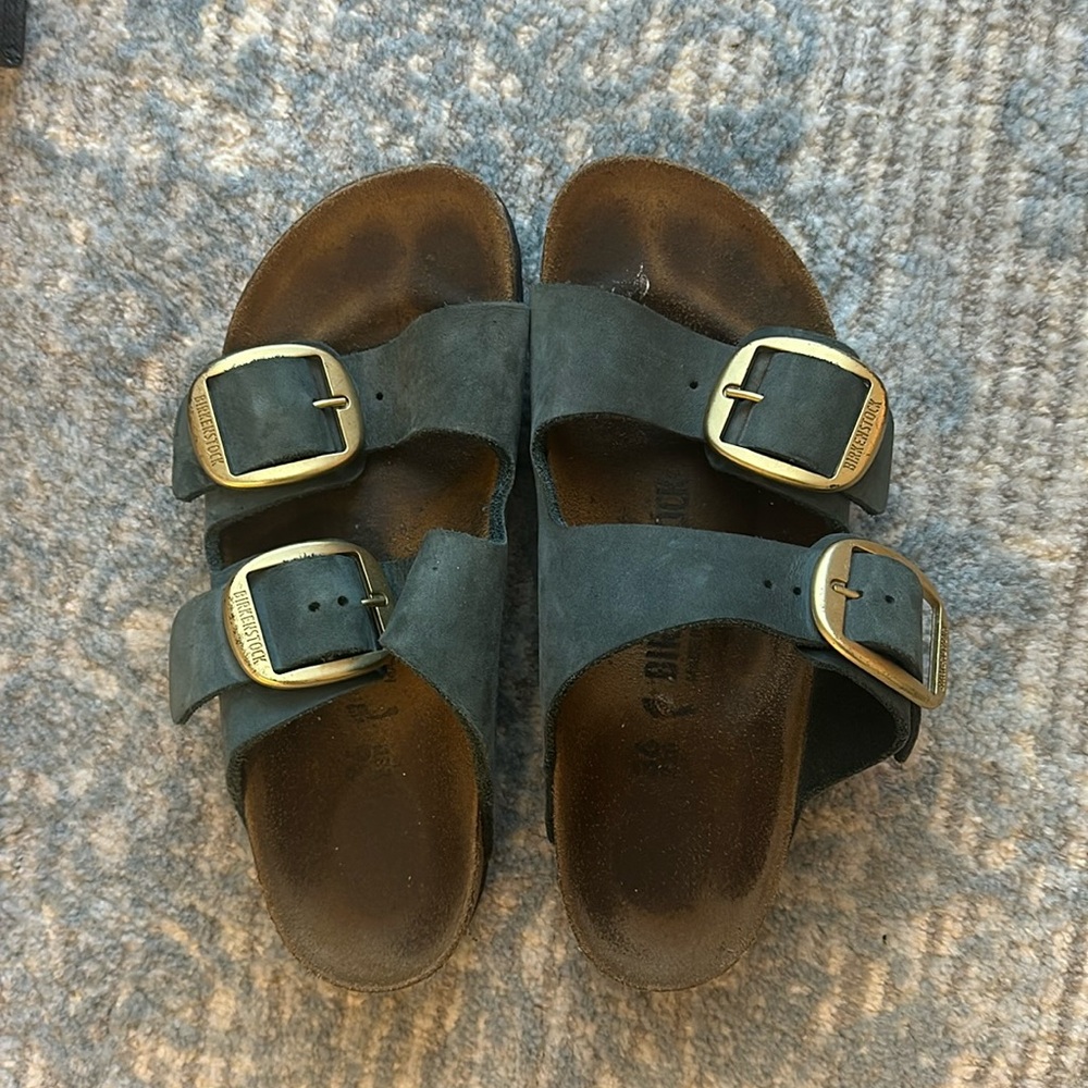 Cute suede teal and gold Birkenstock size 36